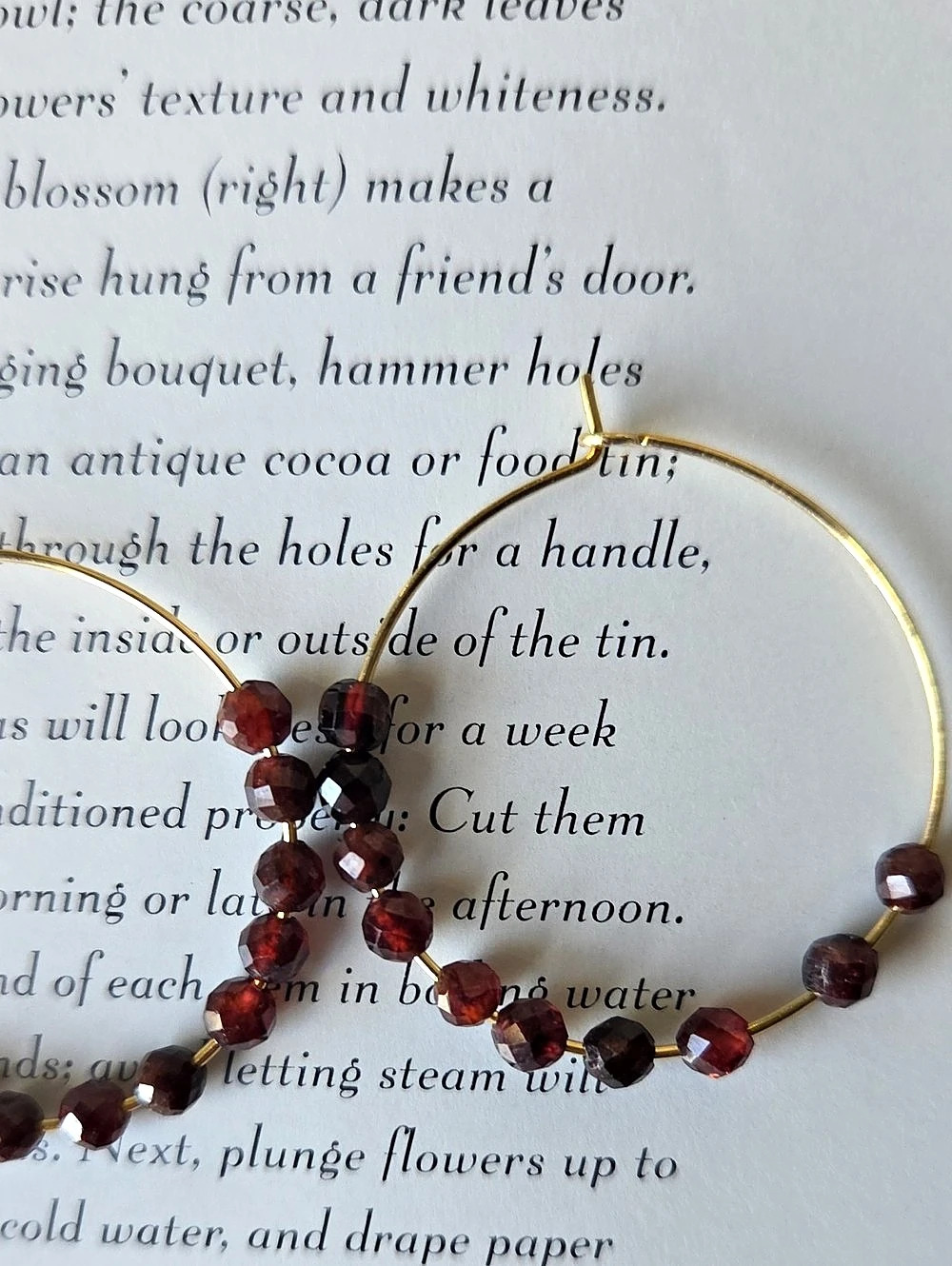 Handmade Natural Garnet Hoop Earrings